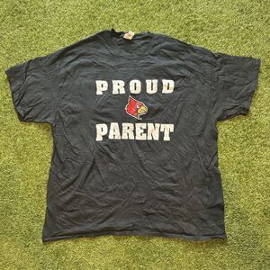Y2K University of Louisville Cardinals Proud Parent Black T Shirt Mens 2XL